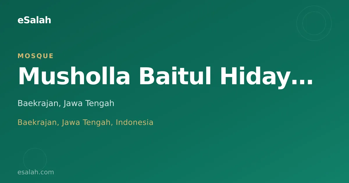 Musholla Baitul Hidayah: Tempat Beribadah yang Menyatu dengan Semangat Cilacap
