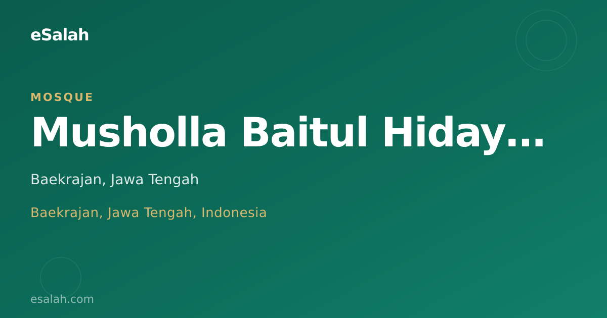 Musholla Baitul Hidayah: Tempat Beribadah yang Menyatu dengan Semangat Cilacap